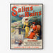 Vintageaffisch Salins les Bains (Jura), i tunn ram på ljus vägg.