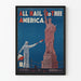 Vintage patriotisk poster "All Hail to Thee America" med Frihetsgudinnan