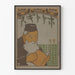 Vintage affisch för man som läser en bok - japanskinspirerad art déco-stil