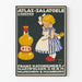 Vintageaffisch Atlas-Salatoele - barnslig design och stiliserad flaska