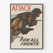 Vintage poster för dekorativt bruk "Attack on All Fronts"