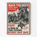 Vintage propagandaposter "Back The Boys with War Savings" väggdekoration