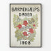 Vintageposter för Barnehjælpsdagen 1908 – dekorativ väggkonst