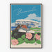 Vintage Bermuda dekorativ poster med par i bil och blommor