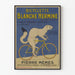 Vintageaffisch med vit häst på cykel med Hutchinson-däck