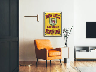 Vintageposter för Bière Grütli Brasserie des Moulineaux