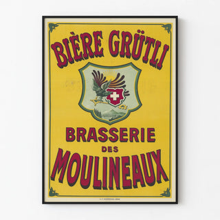 Vintageposter för Bière Grütli Brasserie des Moulineaux