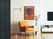 Vintageposter Biotrigon - Geometrisk blå illustration på orange bakgrund