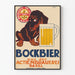Vintageposter Bockbier Actienbrauerei Basel med hund och ölsejdel