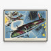 Vintageposter av brittiska bombardörer under räder i Tyskland 1941 — inramlat konstverk på väggen
