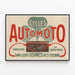 Vintage reklamposter för Cycles Automoto, Saint-Étienne-fabriker — inramlat konstverk på väggen