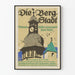 Vintageposter Die Bergstadt med klocktorn och färgglad tak