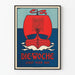 Vintageposter Die Woche med röd båt på blå bakgrund
