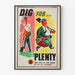 Vintageposter Dig For Plenty - Väggdekoration Trädgårdsarbete och Grönsaksland