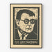 Porträttposter av Dmitri Sjostakovitj i gravyrstil