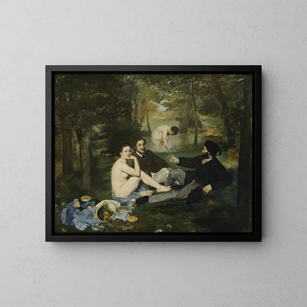 Frukost i det gröna - Édouard Manet — inramlat konstverk på väggen