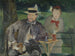 porträtt av Dernest Hosched och hans dotter Marthe - Édouard Manet — vy av konstverket