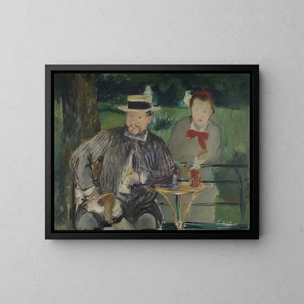 porträtt av Dernest Hosched och hans dotter Marthe - Édouard Manet — inramlat konstverk på väggen
