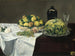 naturtavla med en melon och persikor - Édouard Manet — vy av konstverket