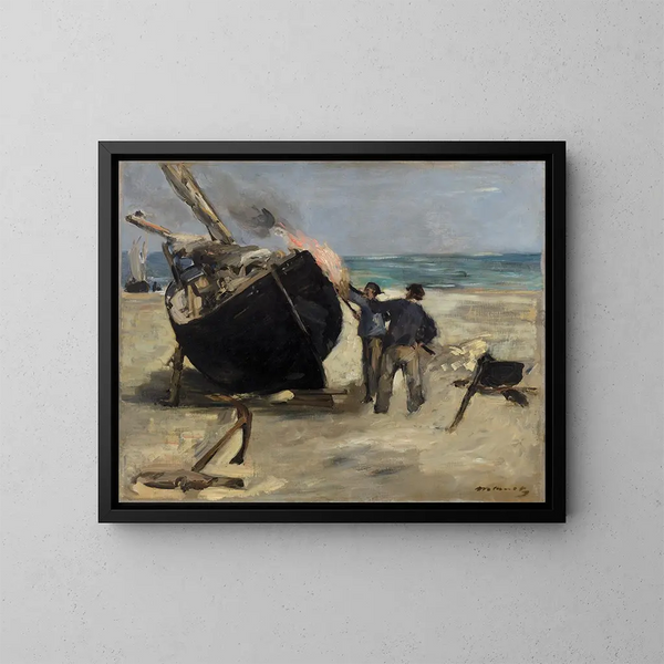 Le bateau goudronné - Édouard Manet — inramlat konstverk på väggen