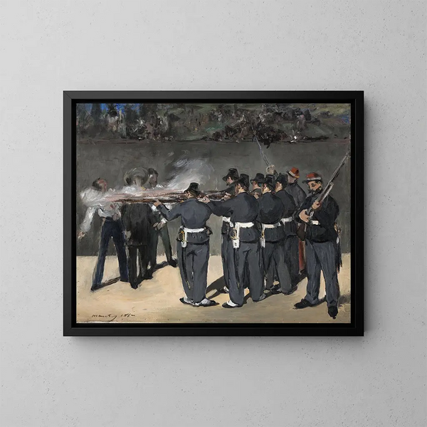 L'Exécution de l'empereur Maximilien - Édouard Manet — inramlat konstverk på väggen