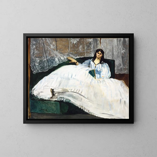 kvinna med en fan - Édouard Manet — inramlat konstverk på väggen