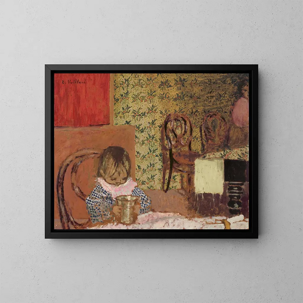 Barn med en mugg - Édouard Vuillard — inramlat konstverk på väggen