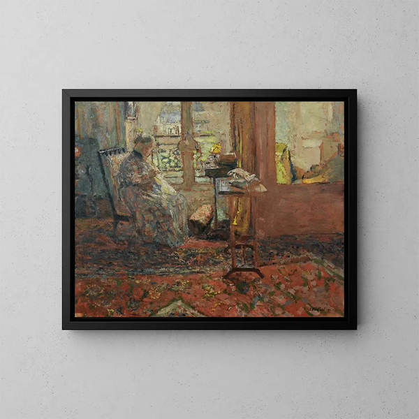 La Couseuse devant la fenêtre - Édouard Vuillard — inramlat konstverk på väggen