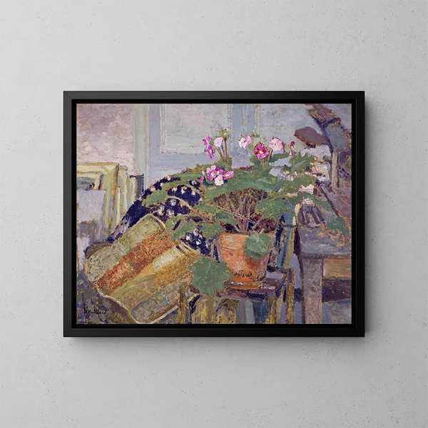 Le Pot de fleurs - Édouard Vuillard — inramlat konstverk på väggen