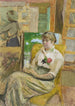 Le modèle à la rose - Édouard Vuillard — vy av konstverket