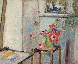 anemoner på ett litet bord - Édouard Vuillard — vy av konstverket