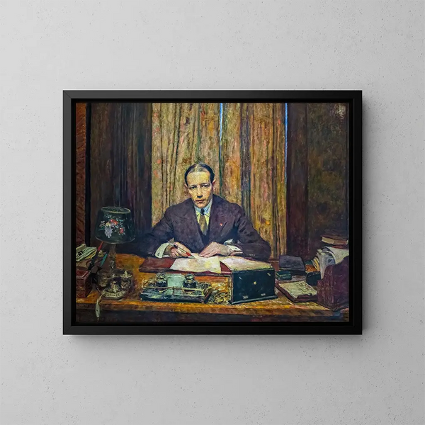 Lucien Rosengart vid sitt arbetsbord - Édouard Vuillard — inramlat konstverk på väggen