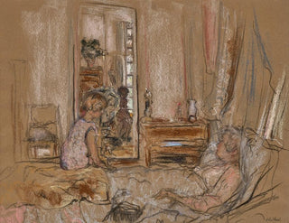 Lulu vid sängen hos Madame Hessel på Clayes slott - Édouard Vuillard — vy av konstverket