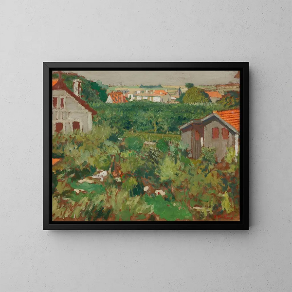 huslängor i en inhägnad - Édouard Vuillard — inramlat konstverk på väggen