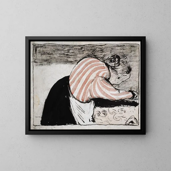 äldre kvinna som dukar bordet - Édouard Vuillard — inramlat konstverk på väggen