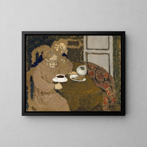 Två kvinnor som dricker kaffe - Édouard Vuillard — inramlat konstverk på väggen