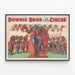 Vintageposter av cirkus Downie Bros Big 3 Ring med elefanter och artister — inramlat konstverk på väggen