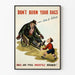 Vintageposter don’t burn your rags väggdekoration vintage