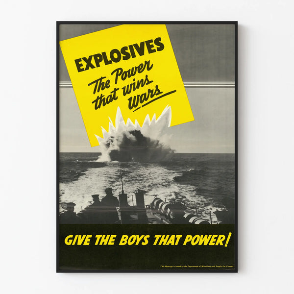Vintage krigsaffisch Explosives The Power that Wins Wars