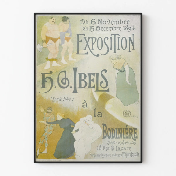 Gammal affisch utställning H.G. Ibels 1894 väggdekoration vintage