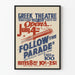 Vintageposter Follow the Parade - Väggdekoration Teater Grek