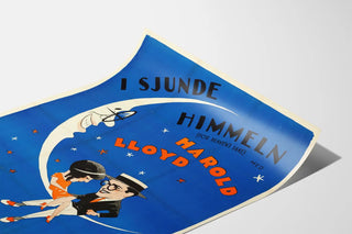 Vintageposter For Heaven's Sake på blå månbackgrund