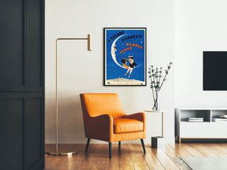 Vintageposter For Heaven's Sake på blå månbackgrund