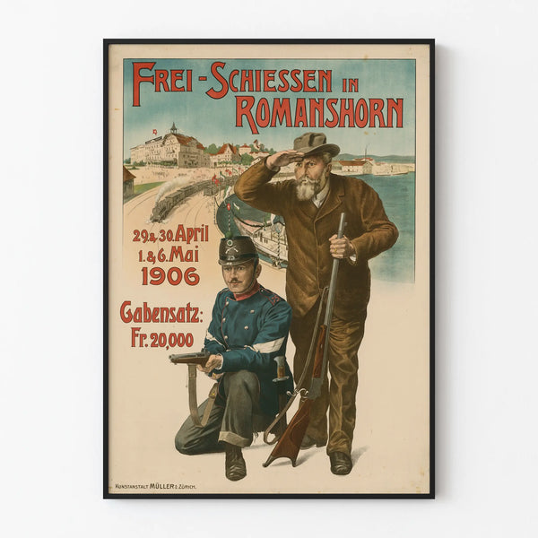 Vintageposter av Fri Skjutning i Romanshorn 1906