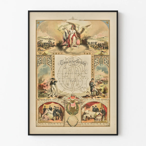 Vintageposter för medlemsbevis GAR väggdekoration historisk