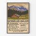 Vintageposter för väggdekoration av alpstuga och skogar i Basel
