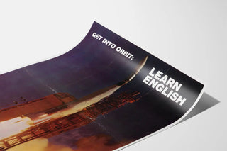 Dekorativ Poster Raket - Lär dig engelska med stil i rymden