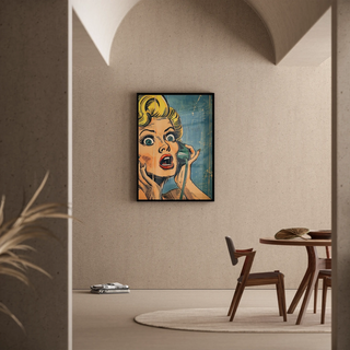 Pop Art Tavla - Överraskning i Telefonen | Konsttryck Tavla Väggdekoration affisch kopia
