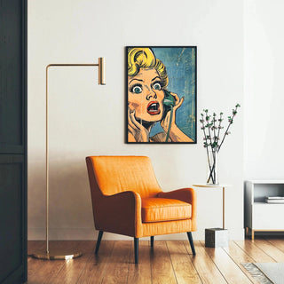 Pop Art Tavla - Överraskning i Telefonen | Konsttryck Tavla Väggdekoration affisch kopia
