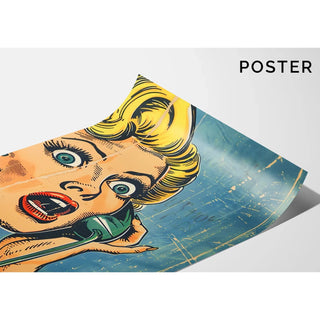 Pop Art Tavla - Överraskning i Telefonen | Konsttryck Tavla Väggdekoration affisch kopia